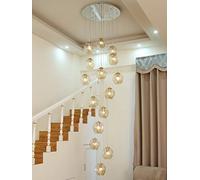 BDS lighting 15 Vetro Balls Scale Lampadario Lunga Luce del Pendente Duplex Costruzione Grande Lampadario Soggiorno Villa Hollow Moderno E Minimalista Lampada Scala 60x300 cm