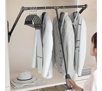 BDSHGRDH Asta per armadi a ribalta， Extendable Wardrobe Lift Pull Down Closet Rod, Aluminium Retractable Cabinet Rail Lifter Clothes Hanger Liftable Clothing Finishing Rack(6585cm)