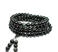 BDSHGRDH Bracciale in pietra naturale con ossidiana nera arcobaleno, 108 perline, braccialetti elastici da 8 mm, rosario Buddha
