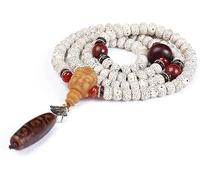 BDSHGRDH braccialetti con perline, Bracciale Mala con 108 perle, buddista tibetano, stella, luna, Bodhi, ciondolo di loto/Buddha, meditazione, legno naturale