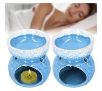 BDSHGRDH Bruciatore di incenso, Diffusore di Oli Essenziali da 2 Pezzi, bruciatore in Ceramica, Lampada profumata in, fornello Decorativo for aromaterapia(Blu)