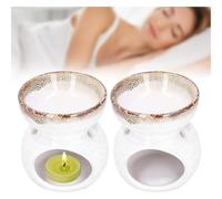 BDSHGRDH Bruciatore di incenso, Diffusore di Oli Essenziali da 2 Pezzi, bruciatore in Ceramica, Lampada profumata in, fornello Decorativo for aromaterapia(Wit)