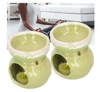 BDSHGRDH Bruciatore di incenso, Diffusore di Oli Essenziali da 2 Pezzi, bruciatore in Ceramica, Lampada profumata in, fornello Decorativo for aromaterapia(Grün)