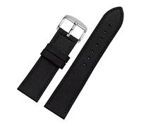 BDSHGRDH Cinturino per orologio， Cinturino for orologio impermeabile in vera pelle con cuciture in nylon da 18-24 mm, cinturino di ricambio for anti-sudore(Black Silvery Buckle)