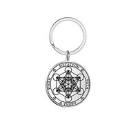 BDSHGRDH ciondoli da donna, Stainless Steel Archangel Metatron Keychain Sacred Geometry Pendant Seals of Archangel Angel Jewelry for Women girls(Metatron Cube 2silver Keychain)