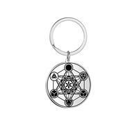 BDSHGRDH ciondoli da donna, Stainless Steel Archangel Metatron Keychain Sacred Geometry Pendant Seals of Archangel Angel Jewelry for Women girls(Metatron Cube 3silver Keychain)