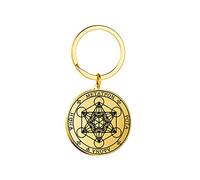 BDSHGRDH ciondoli da donna, Stainless Steel Archangel Metatron Keychain Sacred Geometry Pendant Seals of Archangel Angel Jewelry for Women girls(Metatron Cube 2gold Keychain)