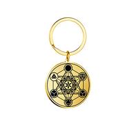 BDSHGRDH ciondoli da donna, Stainless Steel Archangel Metatron Keychain Sacred Geometry Pendant Seals of Archangel Angel Jewelry for Women girls(Metatron Cube 3gold Keychain)