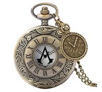 BDSHGRDH orologio da tasca， Ciondolo for collana con numeri romani Steampunk quadrante antico vuoto di Assassin's Creed da 1 pz