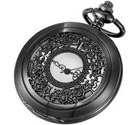 BDSHGRDH orologio da tasca， Orologio da tasca dal design cavo unico con catena adatto for compleanno, regalo di Natale, festa del papà(Black)