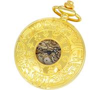 BDSHGRDH orologio da tasca， Orologio da tasca dal design cavo unico con catena adatto for compleanno, regalo di Natale, festa del papà(Gold)