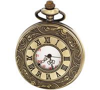 BDSHGRDH orologio da tasca， Orologio da tasca Steampunk al quarzo vintage con numeri romani catena for regali di Natale compleanno uomo(White)