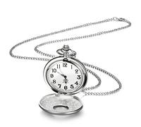 BDSHGRDH orologio da tasca， Orologio da tasca vintage liscio con catena numeri romani antico for uomo Donna Papà Compleanno Anniversario(Silver)