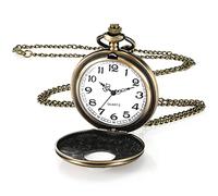 BDSHGRDH orologio da tasca， Orologio da tasca vintage liscio con catena numeri romani antico for uomo Donna Papà Compleanno Anniversario(Bronze)