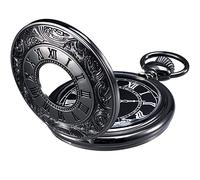 BDSHGRDH orologio da tasca， Scala con numeri romani vintage catena(Black)