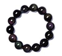 BDSHGRDH ossidiana, Bracciale in ossidiana for uomo e donna con occhio arcobaleno pietra Yao nera