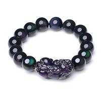 BDSHGRDH ossidiana, Bracciale PiXiu in ossidiana con occhio arcobaleno naturale for uomo e donna