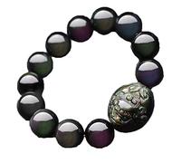 BDSHGRDH ossidiana, Bracciale rigido PiXiu in ossidiana naturale con occhio arcobaleno