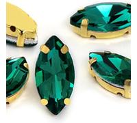 BDSHGRDH Strass, Horse Eye/Leaf Shape Glass Rhinestones with Claw Sew On Crystal Stone Strass Diamond for Clothes Sewing Accessories(Green,7X15mm 50pcs)