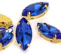 BDSHGRDH Strass, Horse Eye/Leaf Shape Glass Rhinestones with Claw Sew On Crystal Stone Strass Diamond for Clothes Sewing Accessories(Blue,4X8mm 50pcs)