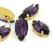BDSHGRDH Strass, Horse Eye/Leaf Shape Glass Rhinestones with Claw Sew On Crystal Stone Strass Diamond for Clothes Sewing Accessories(Purple,9X18mm 50pcs)