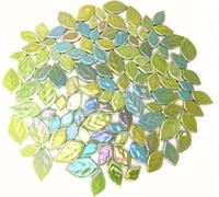 BDSHGRDH Tessere di Mosaico， 500g Random Iridescent Leaves Ceramics Mosaic Tiles,Making Creative 3 Size Ceramic Mosaic Pieces for DIY Craft,Flowerpots, Vases, Cups(Light Green)
