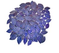 BDSHGRDH Tessere di Mosaico， 500g Random Iridescent Leaves Ceramics Mosaic Tiles,Making Creative 3 Size Ceramic Mosaic Pieces for DIY Craft,Flowerpots, Vases, Cups(Navy Blue)