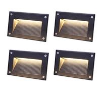 BDSHL Luci per Scale a LED, 4 Pezzi Lampada da Incasso interrata per Esterni Impermeabile 3W 5W 7W Luce paesaggistica 85-265V, 6 Colori (Color : 4-Yellow Light, Size : 7w)