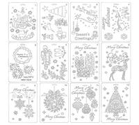 BDSHUNBF 12 pezzi Modelli di Stencil di Natale, Stencil di Disegno di Natale, Riutilizzabile, Kit da Disegno per Stencil, per Decorazione Natalizia Fai-da-Te Bello Regali