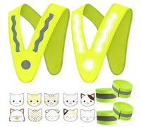 BDSHUNBF 2 PCS Gilet Catarifrangente, Gilet Alta visibilità, Bretelle Catarifrangenti, Giubbotto di Sicurezza Riflettente ad Alta visibilità, Collare di Sicurezza Gilet di Sicurezza a V