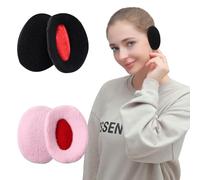 BDSHUNBF 2 PCS Paraorecchie Donna Uomo, Protezione Dal Vento/Freddo, Scaldaorecchie Foderato, Paraorecchie Uomo para Orecchie per Freddo, Copri Orecchie, Cuffie Antirumore (nero+rosa, M)