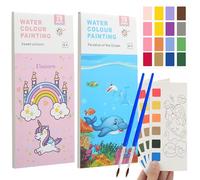 BDSHUNBF 40Pagine di Acquerelli per Adulti, Dipingi con Libri ad Acqua per Piccoli, Libro di Pittura ad Acquerello con Pennello, Carta per Pittura ad Acquerello, Libro da Colorare