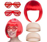BDSHUNBF 5PCS Parrucca Bob, Parrucca da Amante Delle Feste Capelli Sintetici, Parrucche a Spalla di Bob, Parrucca per Cospla, Carnevale, Festa a Tema, Costume, Halloween Party, Uso giornaliero
