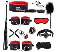 BDSM Bondage Multi Funzionale 12 Pezzi Set di Black Dade Liscia Pelle Regolabile Accessori Sportivi, Attrezzature di Allenamento di Resistenza, Regalo di Coppia - K + 1