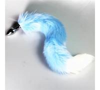 BdSM Dog Fox Tail Anal Plug Sexy Toys Metal Fake Furry Butt Plug BDSM Flirt Anus Plug For Women Role Games Product For Couples(Sky blue)