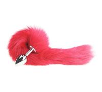 BdSM Dog Fox Tail Anal Plug Sexy Toys Metal Fake Furry Butt Plug BDSM Flirt Anus Plug For Women Role Games Product For Couples(Red)