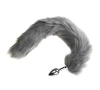 BdSM Dog Fox Tail Anal Plug Sexy Toys Metal Fake Furry Butt Plug BDSM Flirt Anus Plug For Women Role Games Product For Couples(Light grey)