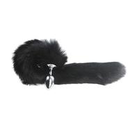 BdSM Dog Fox Tail Anal Plug Sexy Toys Metal Fake Furry Butt Plug BDSM Flirt Anus Plug For Women Role Games Product For Couples(Black)