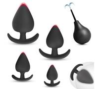 BDSMAGE 4pcs Plug Anale Silicone con 89ml Clistere, Butt Plug Sex Toys Sessuali per Donna Uomini, Plug Anale-Dilatatore con Gancio di sicurezza, Plug Anali Sexytoysys Donne Uomo