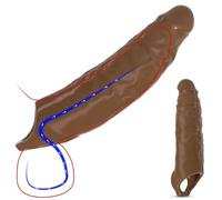BDSMLOVE Manicotto per pene XXL, 28 CM Manicotto per pene più grande per estensione del pene 5 CM, manicotto per pene ingrandimento (Marrone)