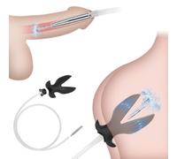 BDSMYOU Dilatatore Ano per Uomo & Plug Uretrale 2 in 1,Plug Anale Cavo e Dilatatore Uretrale in Acciaio Inossidabile,Peretta per Lavaggio Ano,Clistere per Pulizia Ano,Sex Toys Uomo (L)