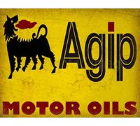 BDTS Agip Motor Oil - Targa da parete in metallo per garage vintage, 20,3 x 30,5 cm