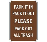 BDTS Cartello di Avvertimento in Metallo 20,3 x 30,5 cm con Scritta Pack It in Pack It out Please Pack out all Trash (Lingua Italiana Non Garantita)