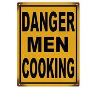 BDTS - Cartello in Metallo con Scritta in Lingua Inglese Danger Men Cooking Garage, 20,3 x 30,5 cm