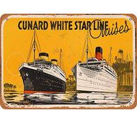 BDTS Cunard White Star Line Cruises - Targa in Metallo, Stile retrò, Stile Vintage, 20 x 30 cm