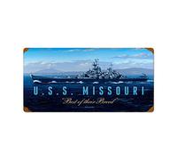 BDTS - Targa in metallo con scritta "U.S.S. Missouri Ship Battleship Destroyer", 20 x 30 cm