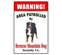 BDTS Targa Metallica in Metallo, 20,3 x 30,5 cm, con Scritta Warning Area Patrolled by Bernese Mountain Dog (Lingua Italiana Non Garantita)