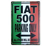 BDTS Vintage retrò in Metallo, Decorazione Fiat 500 Parking Only Art Decor Tin Sign Poster for Home (20,3 x 30,5 cm) Targa in Metallo 20,3 x 30,5 cm, P2263, 7.8inch*11.8inch