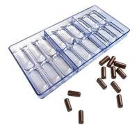 Bduttlefish Stampi per pillole a forma di capsula ovale per cioccolato, stampo in silicone con 18 cavità, stampi in silicone trasparente per pillole, stampi fai da te per caramelle, cioccolato,