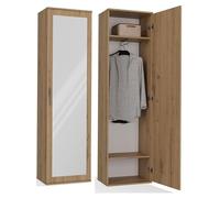 BDW Appendiabiti con specchio, moderno, multifunzionale, per corridoio, camera da letto, cameretta dei bambini, 180 x 50 x 35 (T), rovere Artisan
